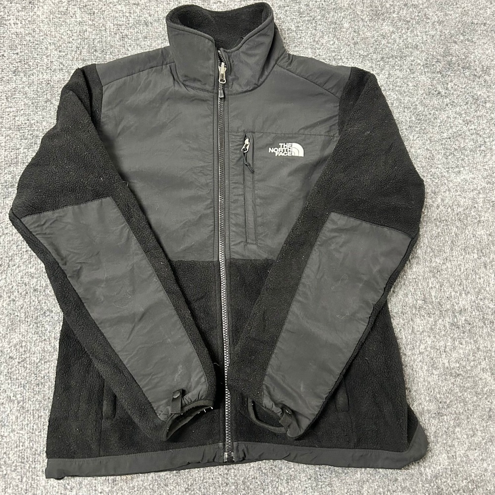 The North Face Jacket Womens Size M Black Denali Full Zip Fleece Nylon Overlay